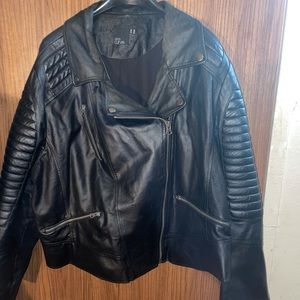 Asos curve genuine Leather biker jacket